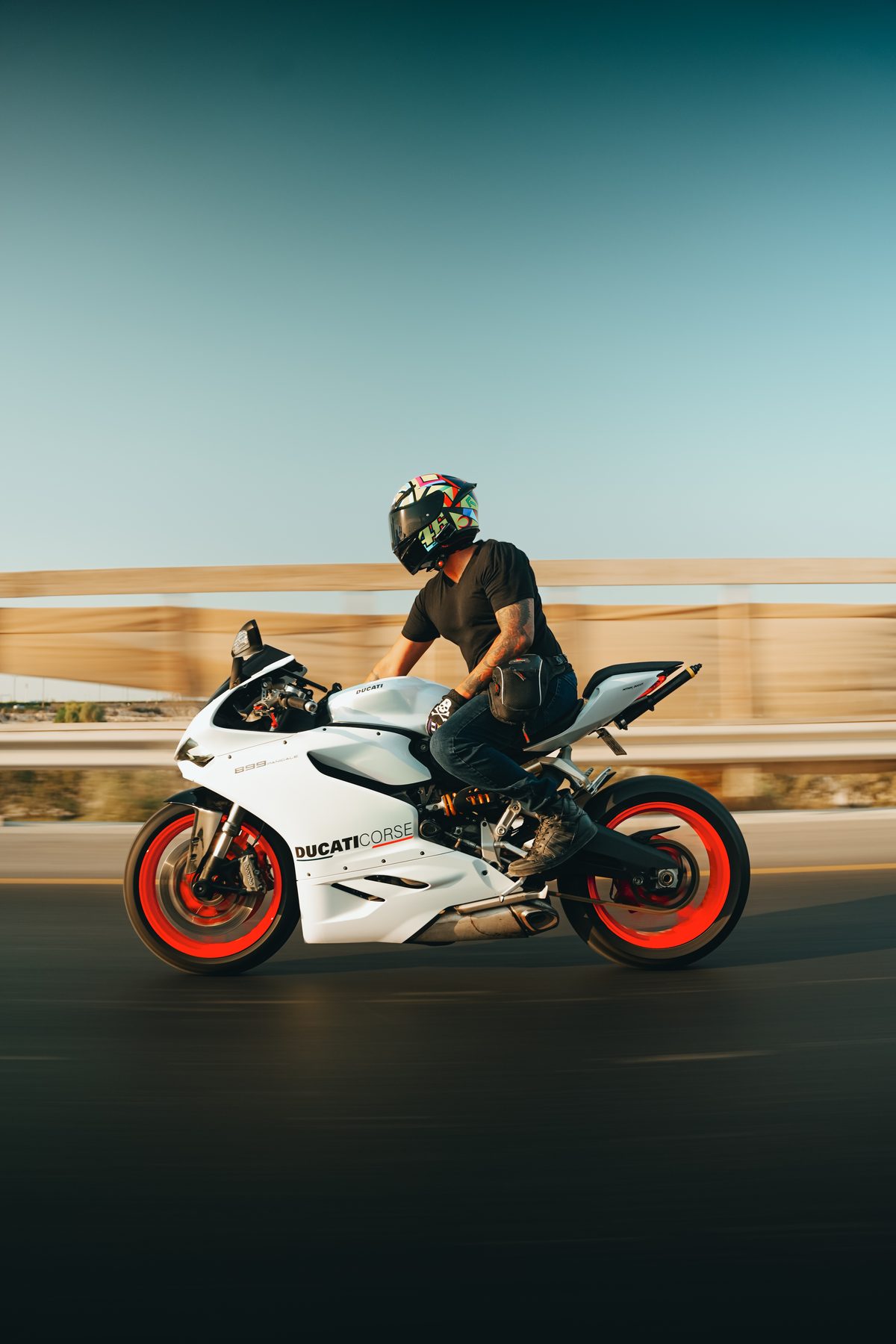 White sportbike on Dubai road