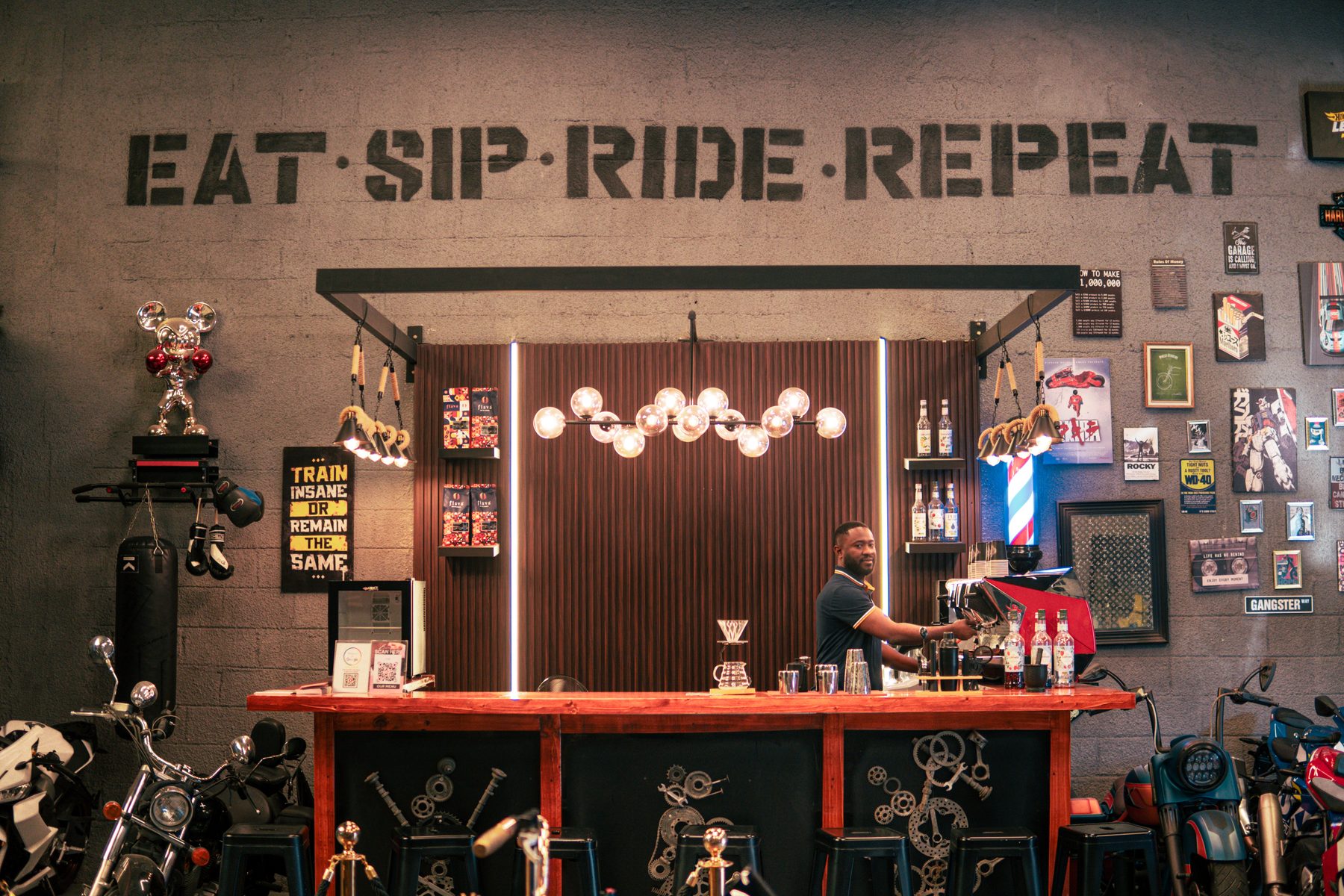 The Biker's Cave workshop reception and service area